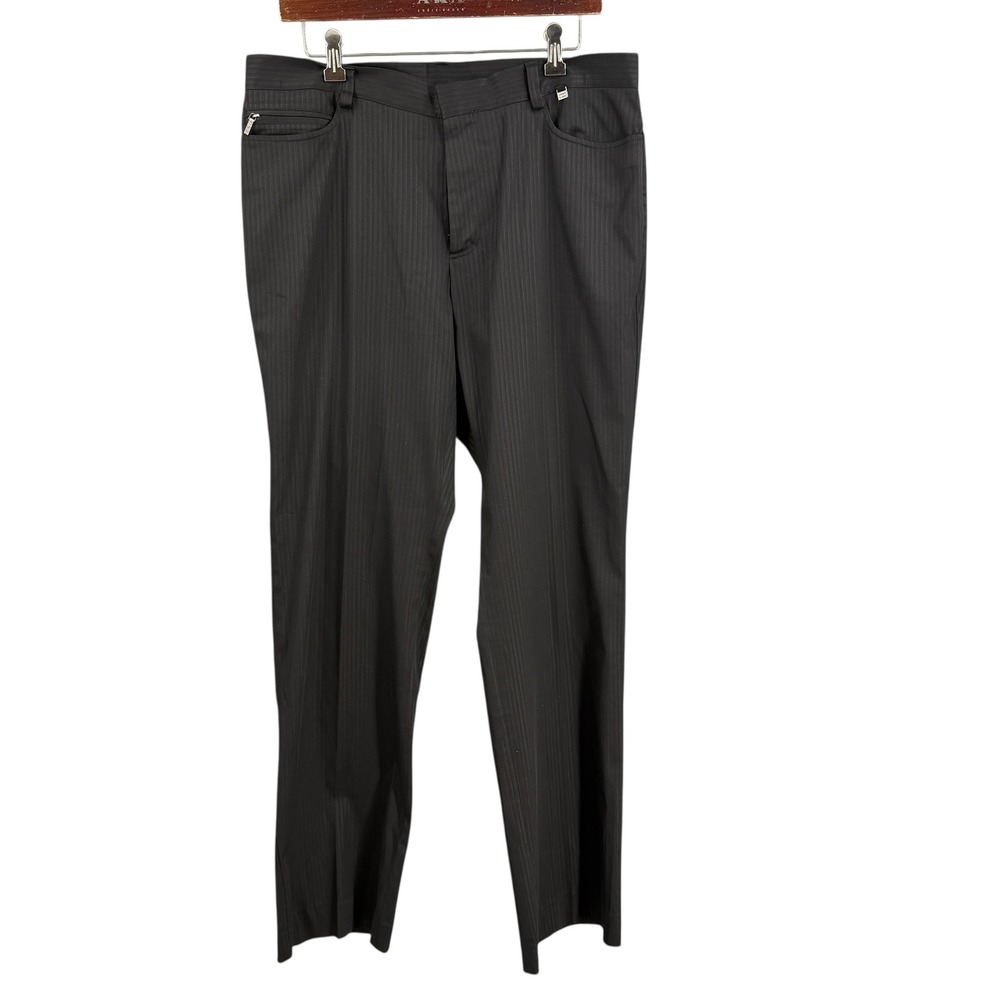 Versace Classic Pinstripe Trousers Mens 52‎ Black Made In Italy US Size 36x34